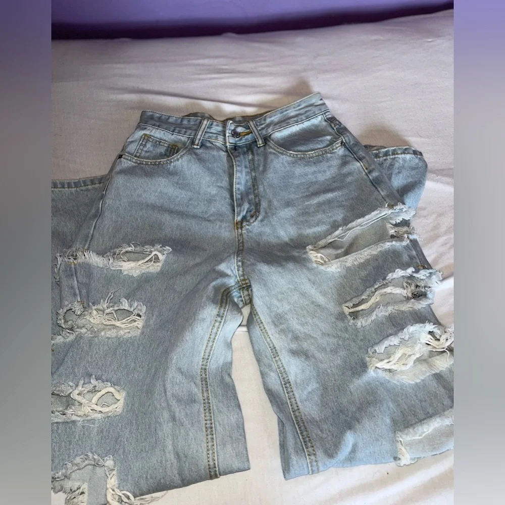 SHEIN distressed ripped jeans‎ x Niki Demar size XS 2 - Picture 3 of 6